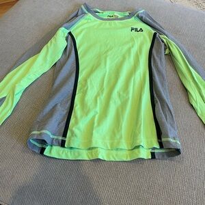 FILA Neon Green and Gray Long Sleeve Performance Tee
